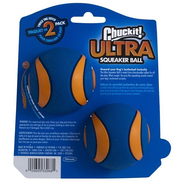 Chuckit! Ultra Squeaker Sesli Köpek Oyun Topu 2'li Paket (Orta Boy)
