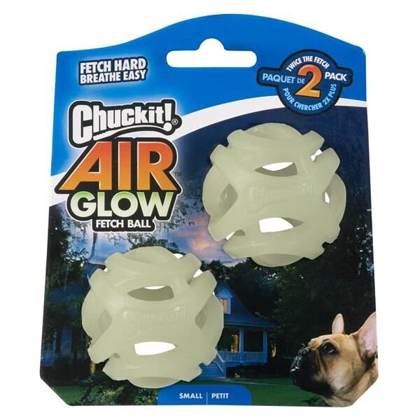 Chuckit! Max Glow Air Fetch Gece Parlayan Köpek Oyun Topu 2'li Paket (Küçük Boy)