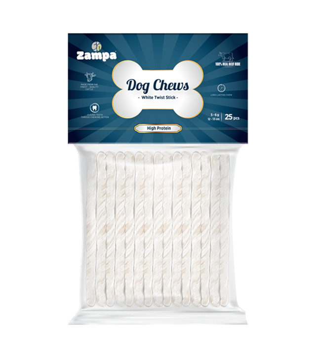 Zampa Beyaz Burgu Çubuk (Sticks) Kemik Köpek Ödülü 25 li 5g