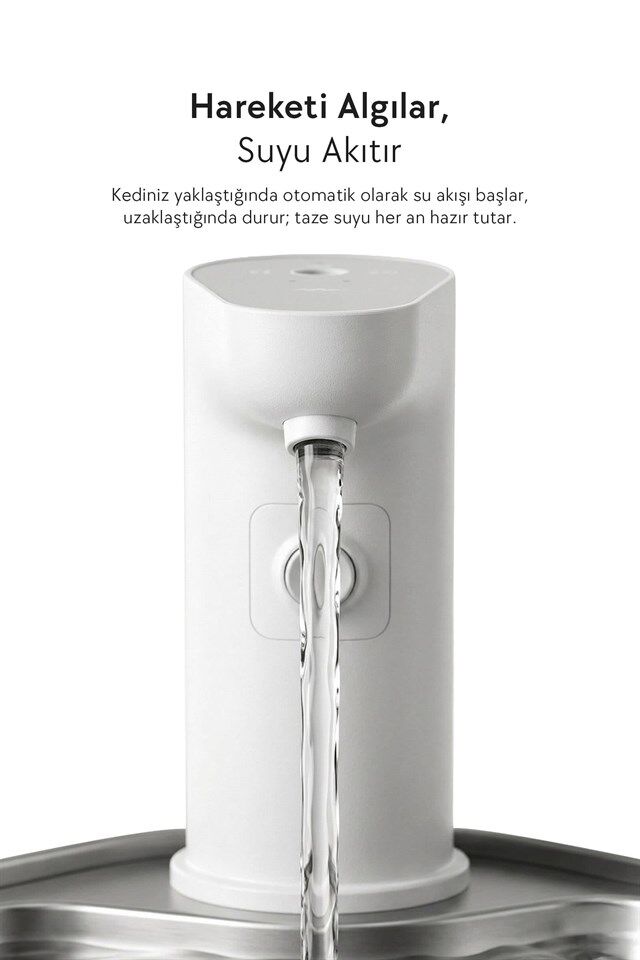 Zampa Kare Paslanmaz Çelik Pet Otomatik Su Pınarı (Bataryalı)