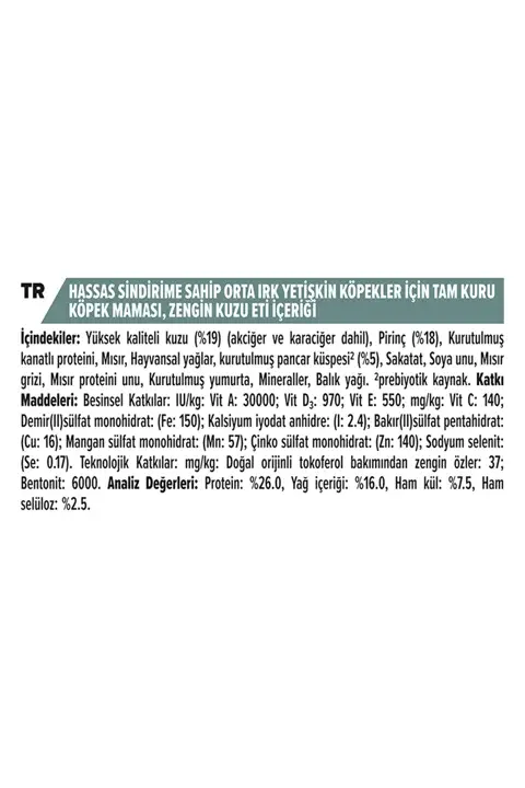 Pro Plan Sensitive Digestion Kuzulu ve Pirinçli Orta Irk Yetişkin Köpek Maması 14 kg