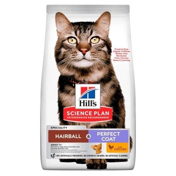 Hill's SCIENCE PLAN Hairball Perfect Coat Tüy Yumağı Önleyici Tavuklu Yetişkin Kedi Maması 1,5 kg