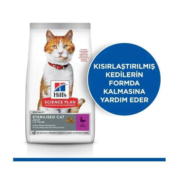 Hill's SCIENCE PLAN Ördekli Kısırlaştırılmış Kedi Maması 1,5kg