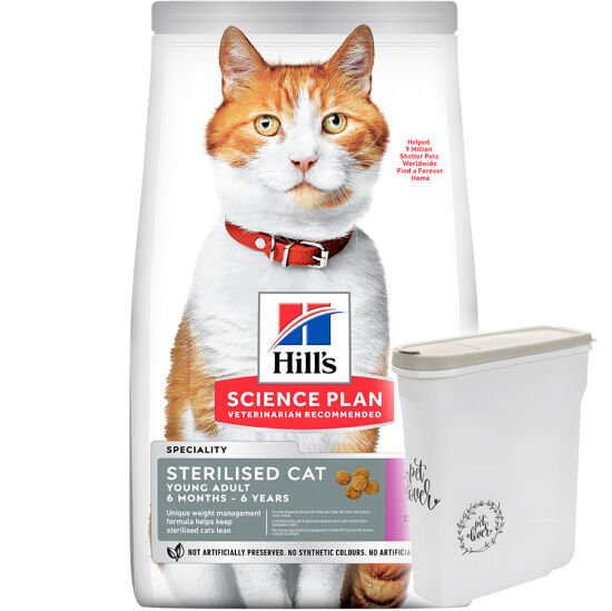 Hills Sterilised Kısırlaştırılmış Ördekli Kedi Maması 3 Kg+ Mama Saklama Kabı