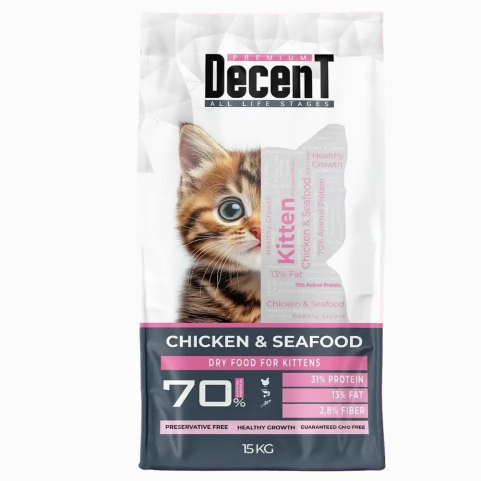 Decent Kitten Tavuklu ve Balıklı Yavru Kedi Maması 15 Kg